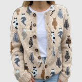 Charlotte™ | Cardigan mit Katzen-Print