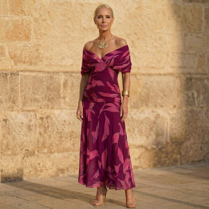 Celeste | Elegantes Kleid mit Blattmuster