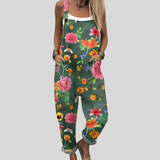 Florale Latzhose Petrolgrün
