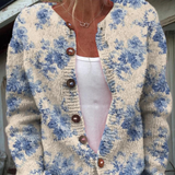 Ulrike | Herbst-Strickjacke mit Blumenmuster