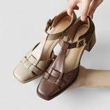 Scarlett – Orthopädische T-Strap Blockabsatzsandalen