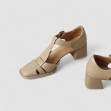 Elyxiana | Blockabsatzschuhe mit T-Riemen