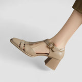 Scarlett – Orthopädische T-Strap Blockabsatzsandalen
