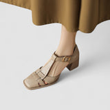 Scarlett – Orthopädische T-Strap Blockabsatzsandalen