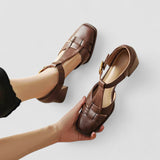 Scarlett – Orthopädische T-Strap Blockabsatzsandalen