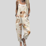 Latzhose mit Hundemotiv Creme