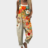 Florale Latzhose mit Mohnblumen