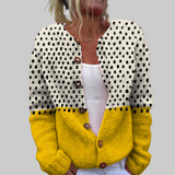 Adele | Strickjacke mit Punkten und Senfgelb
