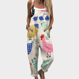 Bunte Latzhose mit Bauernhoftieren