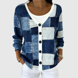 Viktoria | Bequeme Strickjacke im Denim-Patchwork