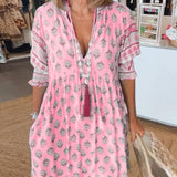 Mana | Midi-Kleid mit floralen Mustern und V-Ausschnitt