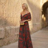 Poppy | Elegantes Kleid mit Blattmuster