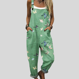 Grüne Latzhose mit Schmetterlingen
