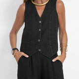 Aira - Ensemble Gilet mit Knöpfen & Weite Hose