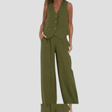 Aira - Ensemble Gilet mit Knöpfen & Weite Hose