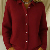 Katja | Strickjacke mit Struktur und Knopfleiste