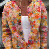 Nadine | Herbst-Strickjacke mit Blumenmuster