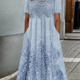 Indigo | Elegantes Midi-Kleid mit Blumenmuster