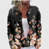 Christa™ | Cardigan mit Rosen auf Schwarz