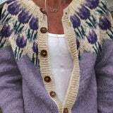 Georgina | Herbst-Strickjacke mit Blumenmuster