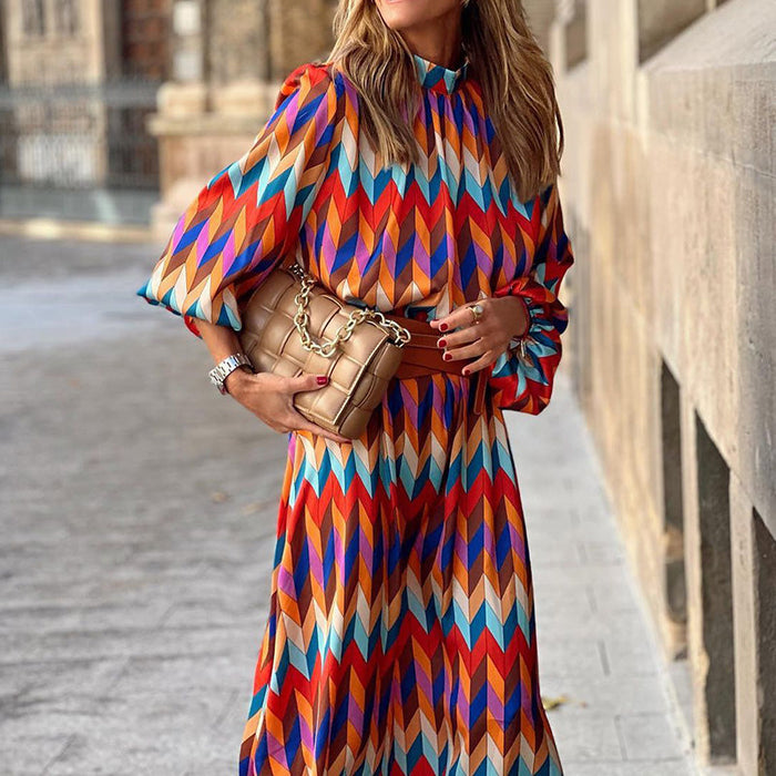 Cassandra - Vibrante Geometrische Kleid