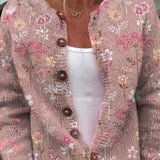 Karin | Herbst-Strickjacke mit Blumenmuster