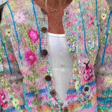 Karin | Herbst-Strickjacke mit Blumenmuster