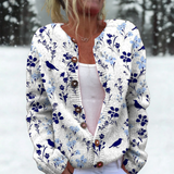 Meike | Strickjacke mit Vogel- und Blütenmotiv