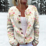 Jutta | Strickjacke mit Rosenknospen auf Melange