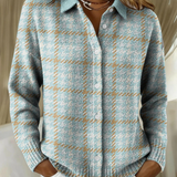 Clara | Karierte Strickjacke mit Knöpfen in Himmelblau