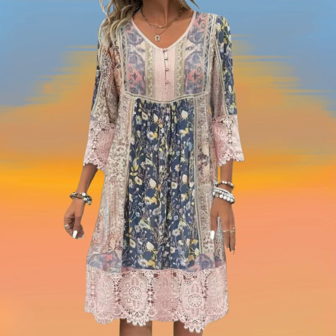 Naya | Fließendes Midi-Kleid im Boho-Stil