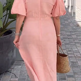Lynora | Elegantes Midi-Kleid mit V-Ausschnitt
