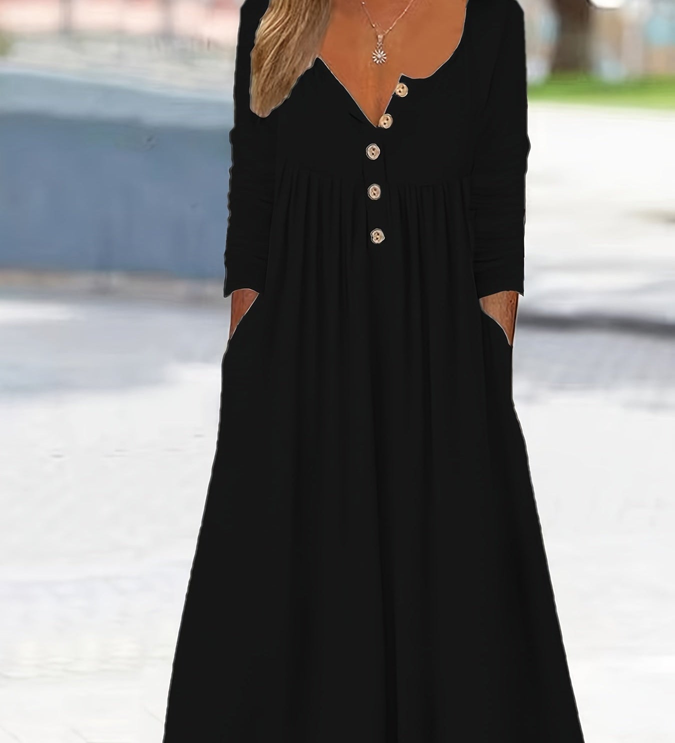 Clara | Midi-Kleid mit Knöpfen vorn