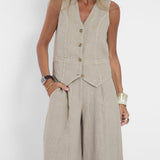 Aira - Ensemble Gilet mit Knöpfen & Weite Hose