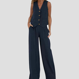Aira - Ensemble Gilet mit Knöpfen & Weite Hose