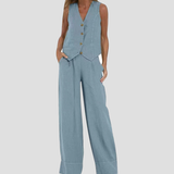 Aira - Ensemble Gilet mit Knöpfen & Weite Hose